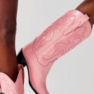 Jeffery Campbell pink leather cowboy boots